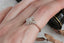 Natural rose cut diamond cluster ring in dual-toned 14 karat white and rose gold, low profile antique inspired engagement ring.