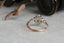 Natural rose cut diamond cluster ring in dual-toned 14 karat white and rose gold, low profile antique inspired engagement ring.