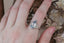Pear cut sapphire and diamond engagement ring, ready to ship.