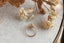 A ready to ship 14 karat yellow gold diamond cluster engagement ring