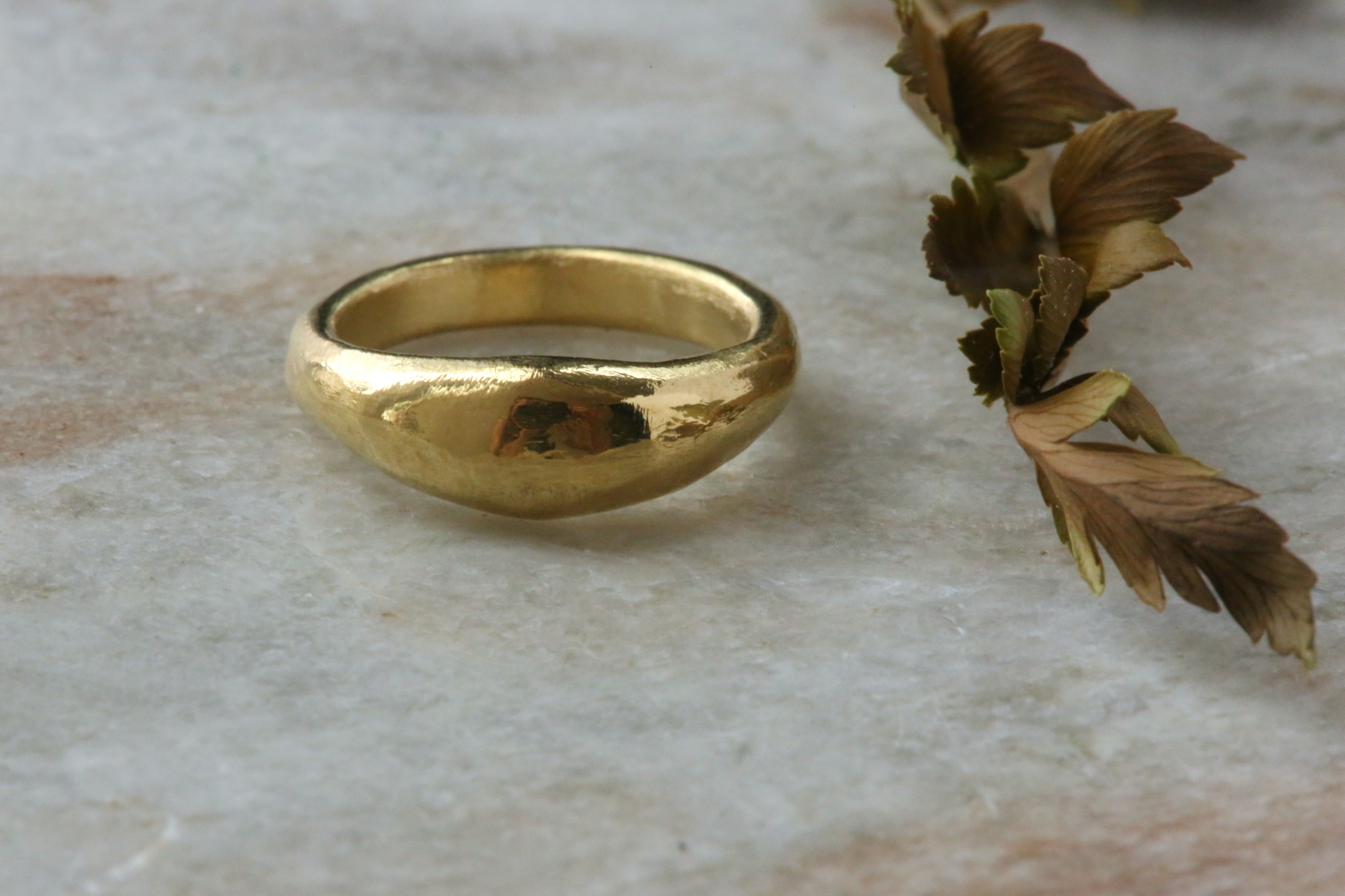 A Ley Line Signet in reclaimed 18 karat yellow gold, size 4. 