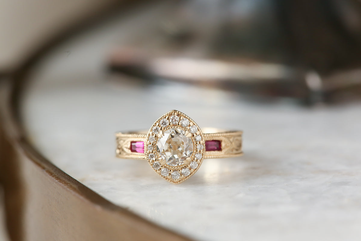 The Pauldron Ring in Natural Diamond and Ruby