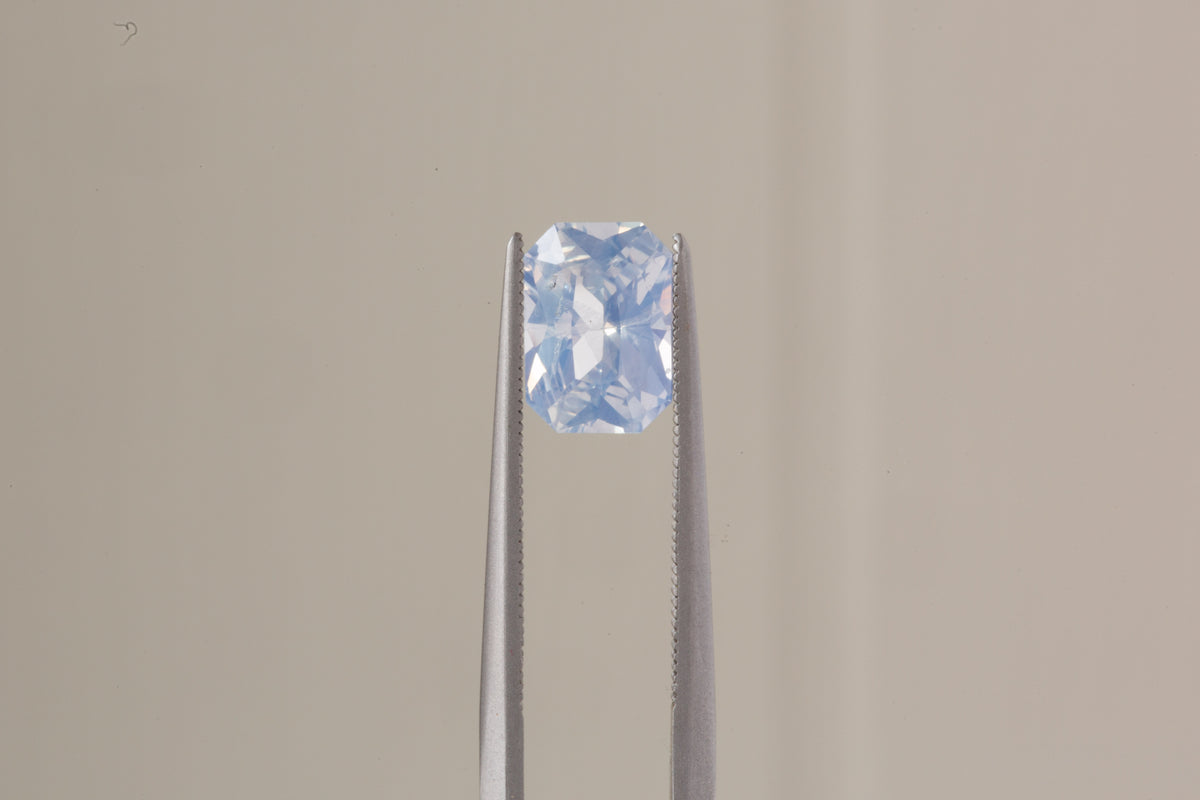 1.43 Carat Natural Opalescent Pale Blue Radiant Cut Sapphire