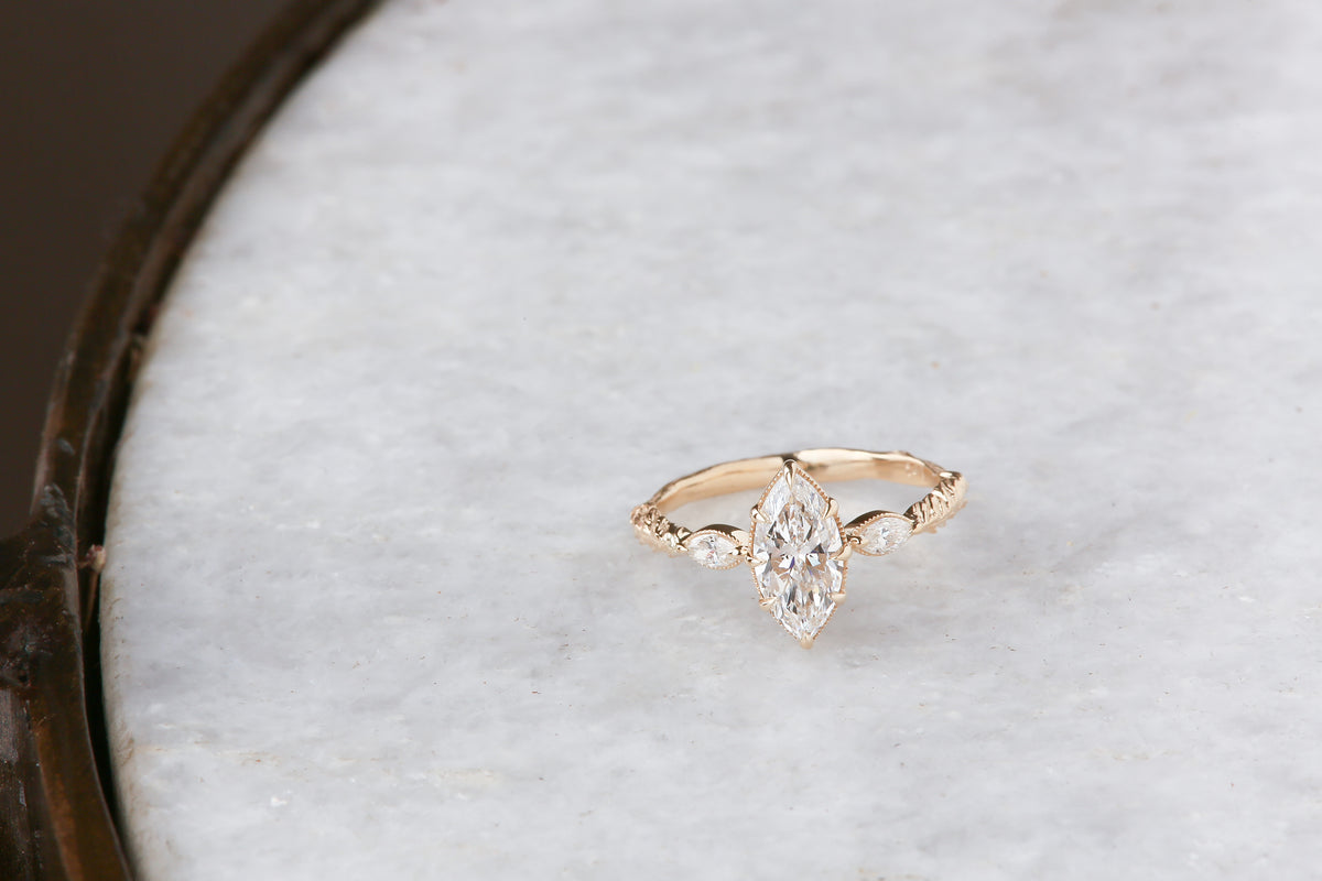 The Solstice Ring in 1 Carat Lab Grown Marquise Cut Diamond