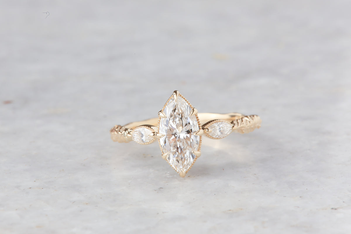The Solstice Ring in 1 Carat Lab Grown Marquise Cut Diamond