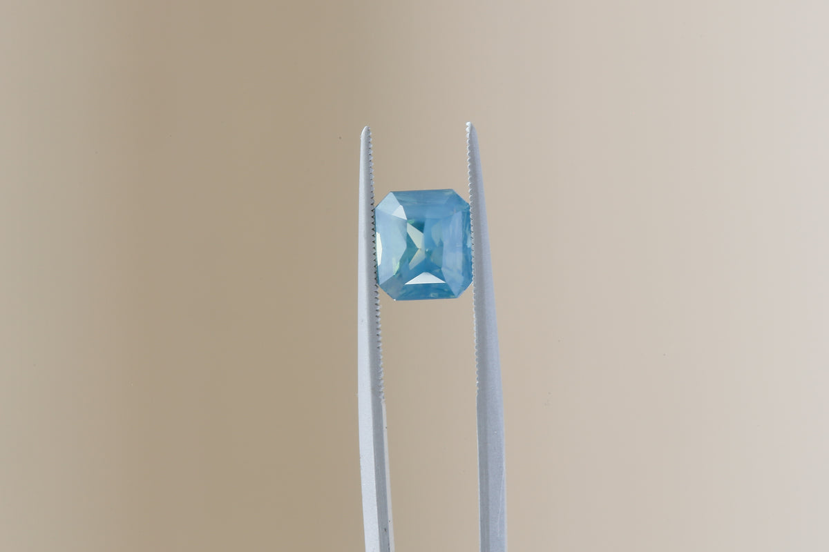 2.24 Carat Natural Teal Opalescent Radiant Cut Sapphire