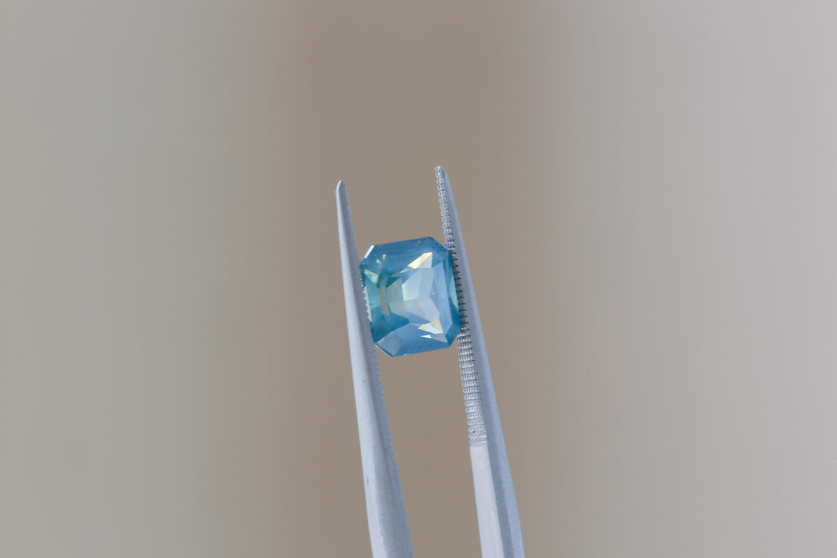 2.24 Carat Natural Teal Opalescent Radiant Cut Sapphire