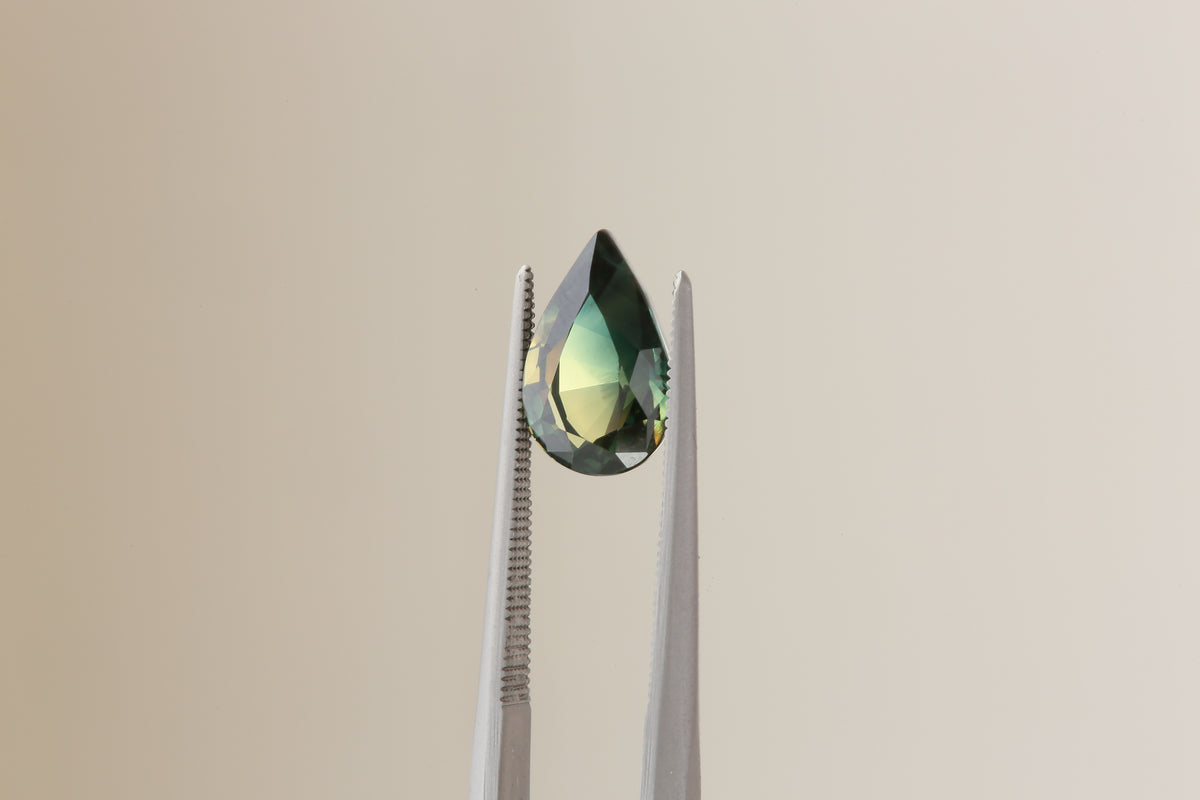2.56 Carat Natural Pear Cut Green Sapphire