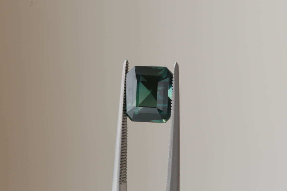 2.73 Carat Natural Emerald Cut Teal Sapphire