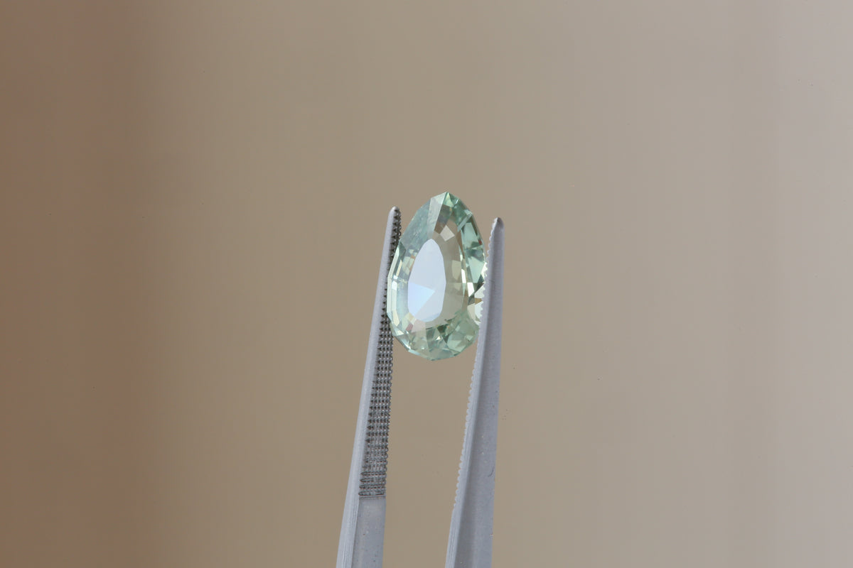 2.40 Carat Natural Mint Green Geometric Pear Cut Sapphire