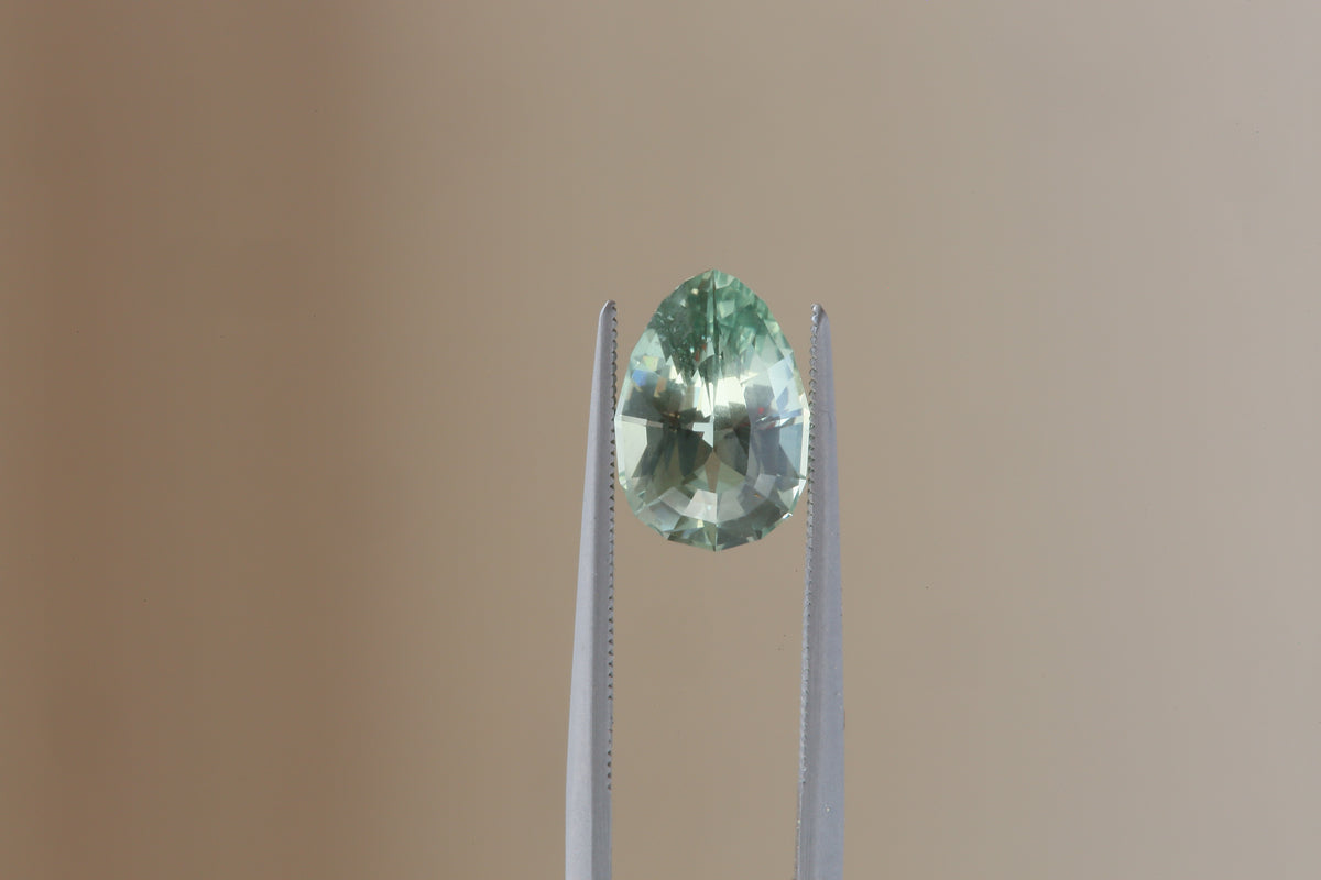 2.40 Carat Natural Mint Green Geometric Pear Cut Sapphire