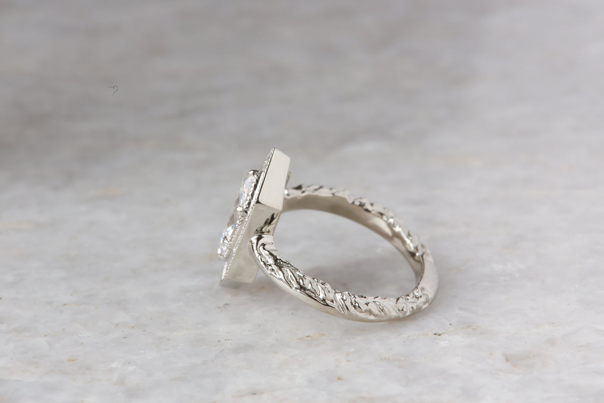 The Hidden Gate Solitaire Ring in 1 Carat Lab Grown Marquise Cut Diamond