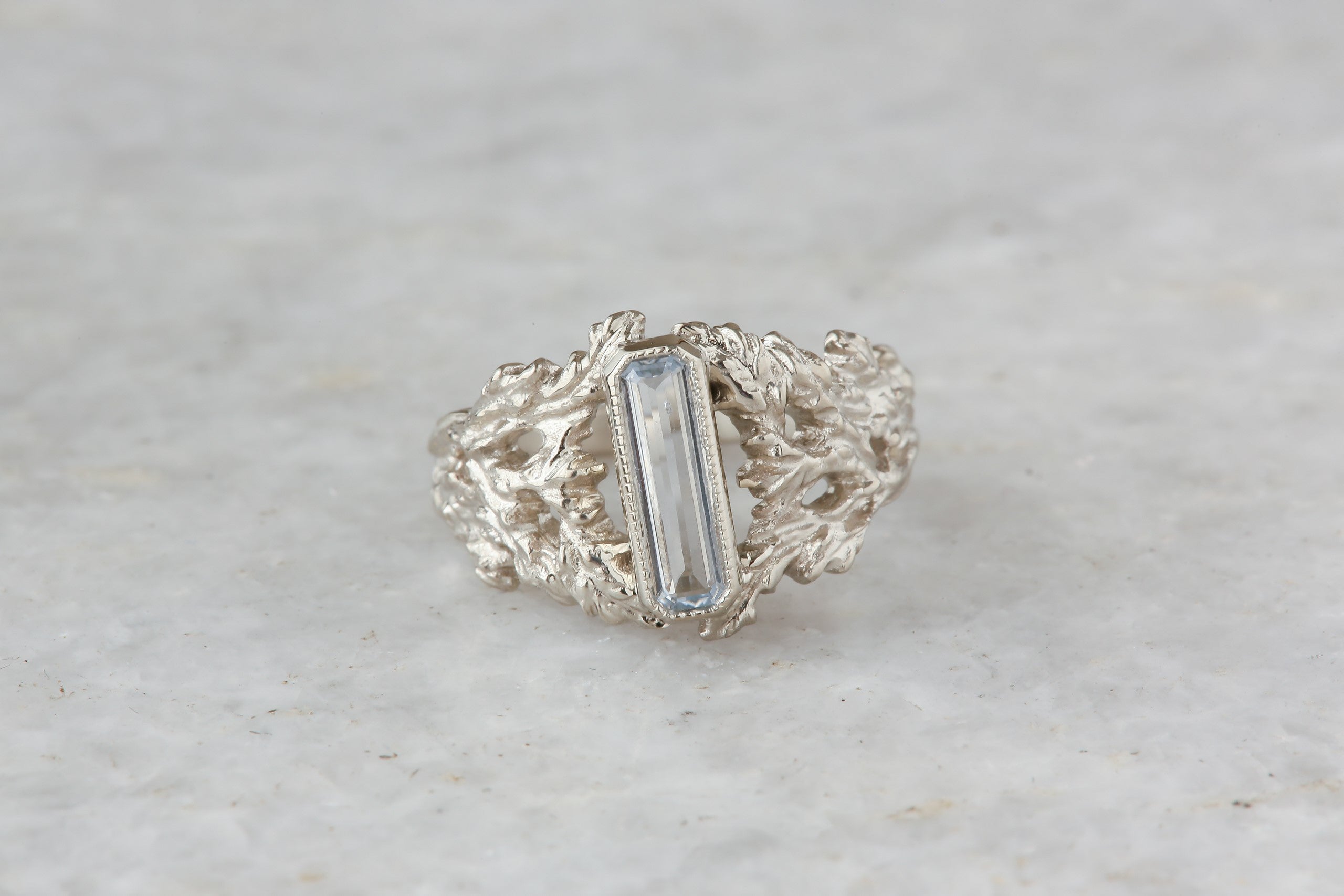 The Ether Gate Ring in Natural Pale Blue Sapphire