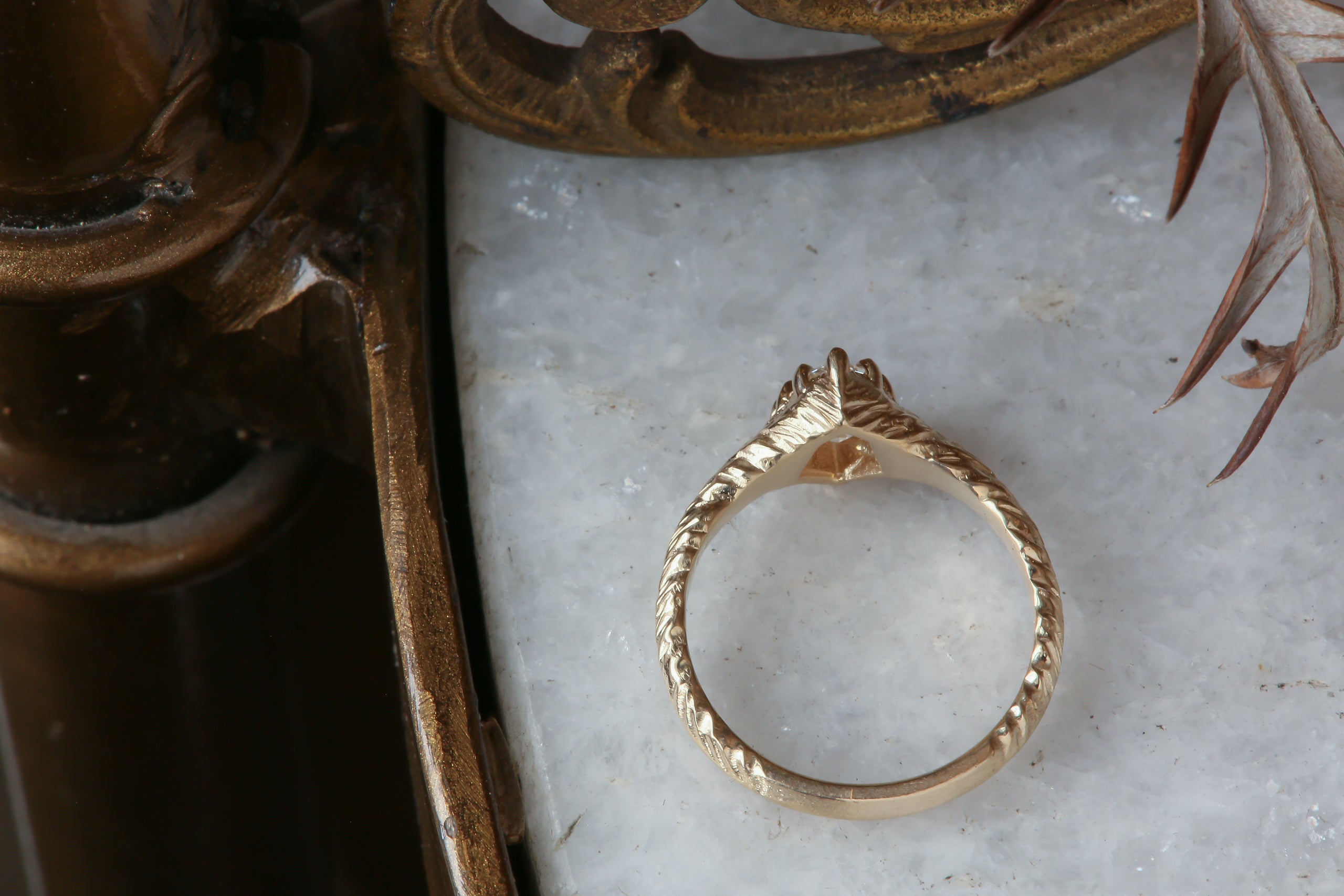 The Plume Signet Ring in Natural Kite Cut Diamond
