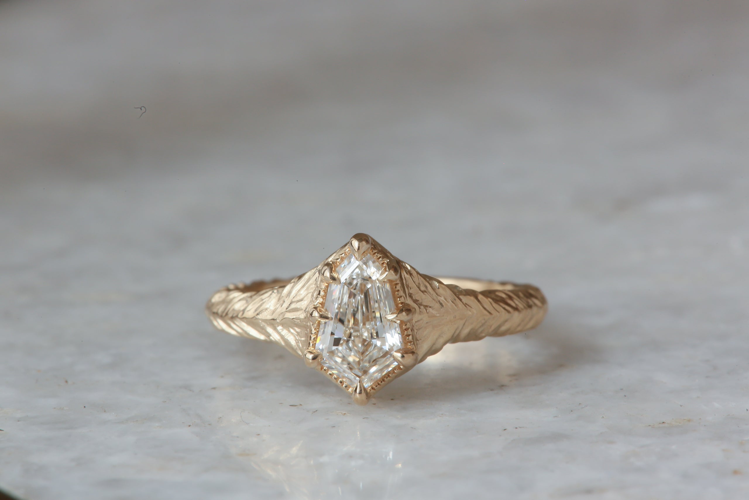 The Plume Signet Ring in Natural Kite Cut Diamond