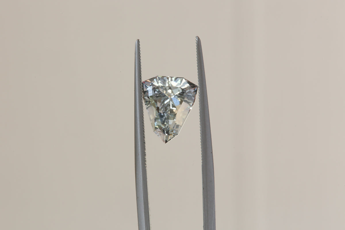 2.15 Carat Natural Silvery White Shield Trillion Cut Sapphire