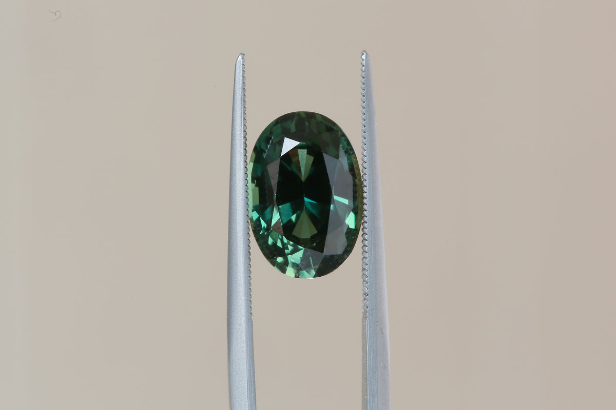 4.05 Carat Natural Forest Green Teal Oval Sapphire