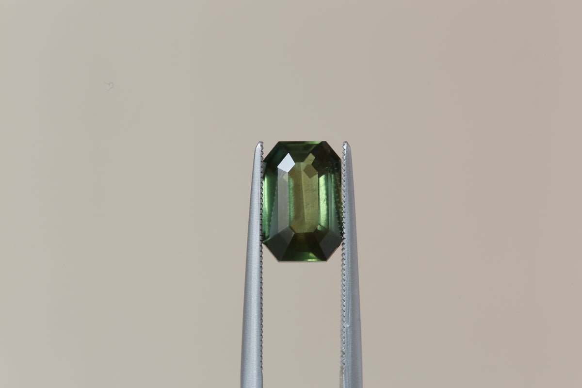 RESERVED FOR AH 2.42 Carat Natural Emerald Cut Forest Green Sapphire