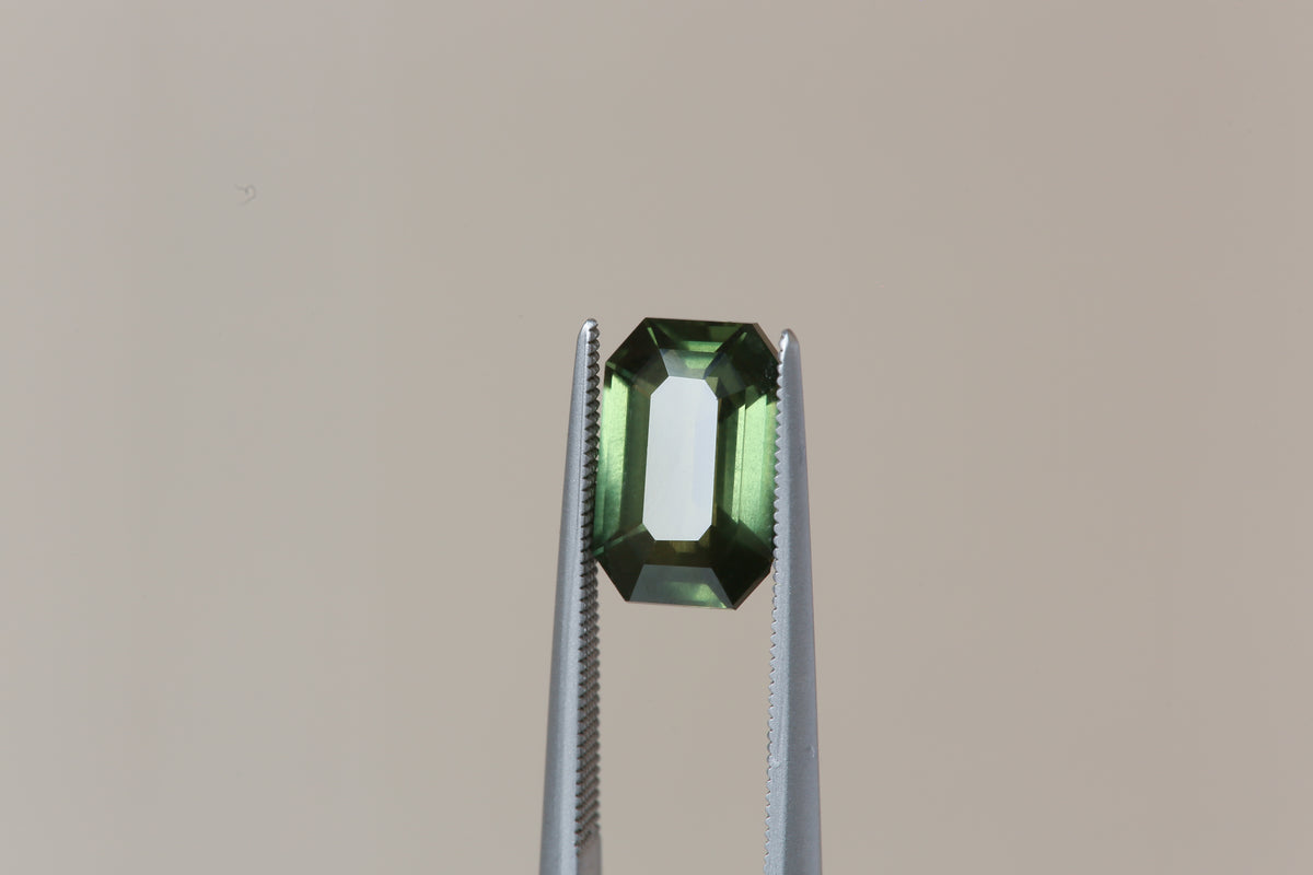 RESERVED FOR AH 2.42 Carat Natural Emerald Cut Forest Green Sapphire