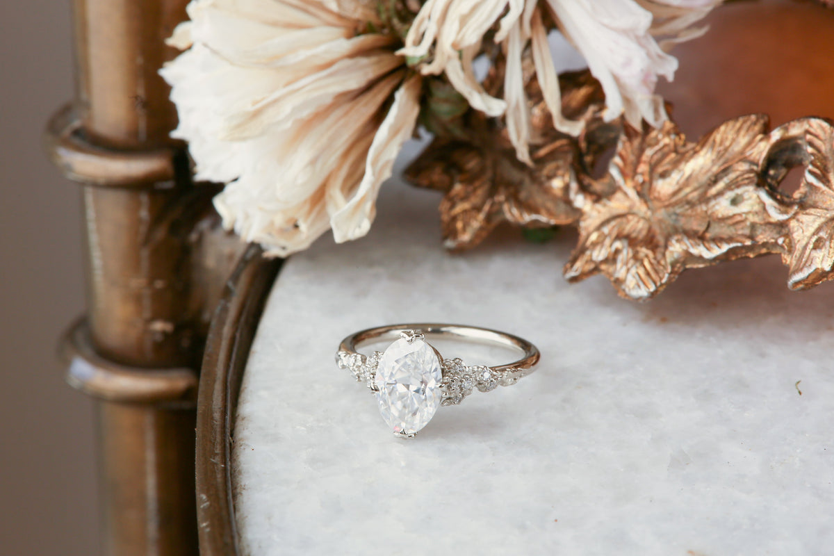 ON HOLD RESERVED The Reverie Ring in Oval Moissanite