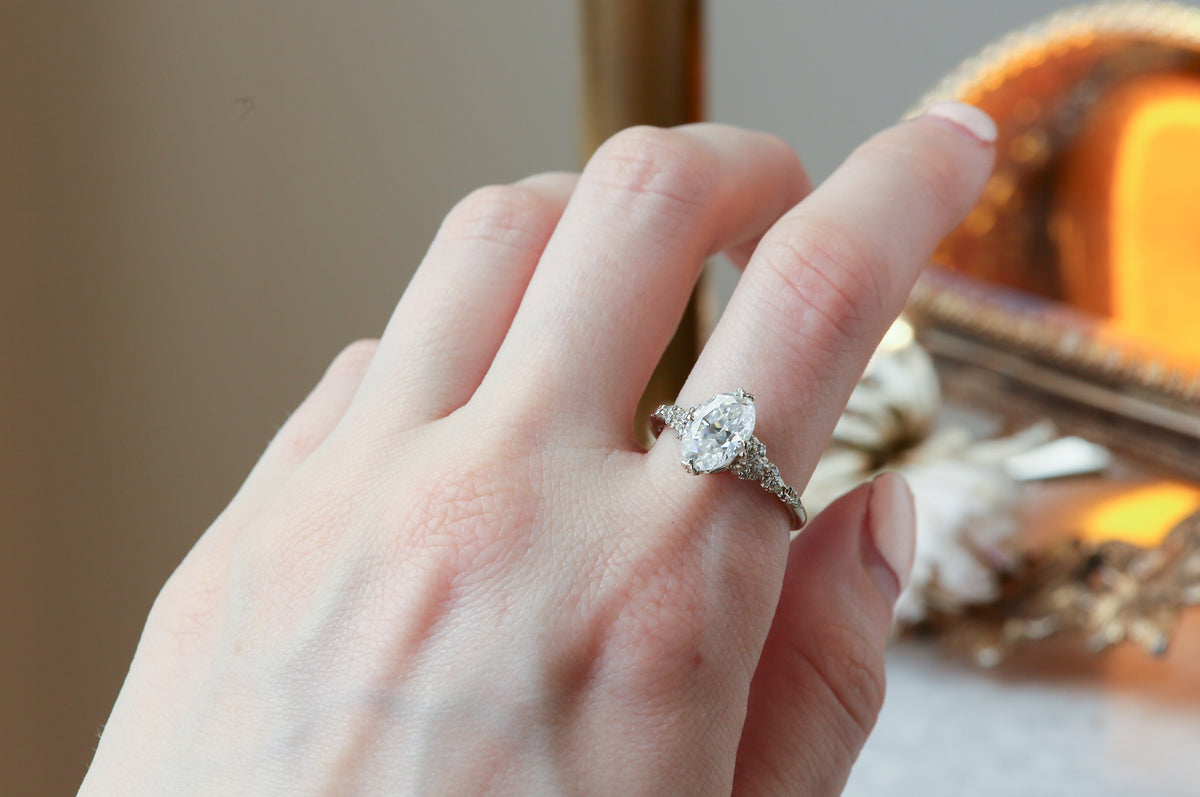 ON HOLD RESERVED The Reverie Ring in Oval Moissanite