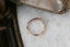 A ring made of a faintly curved rivulet of rose cut natural diamonds nestled against a hand-carved band of unfurling leaves and bark. Designed by The North Way Studio and shown here atop a white marble tabletop from an overhead view.