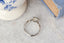 Fae engagement ring in blue sapphire and natural diamond. Three stone ring in white gold with leaf and bark texture.
