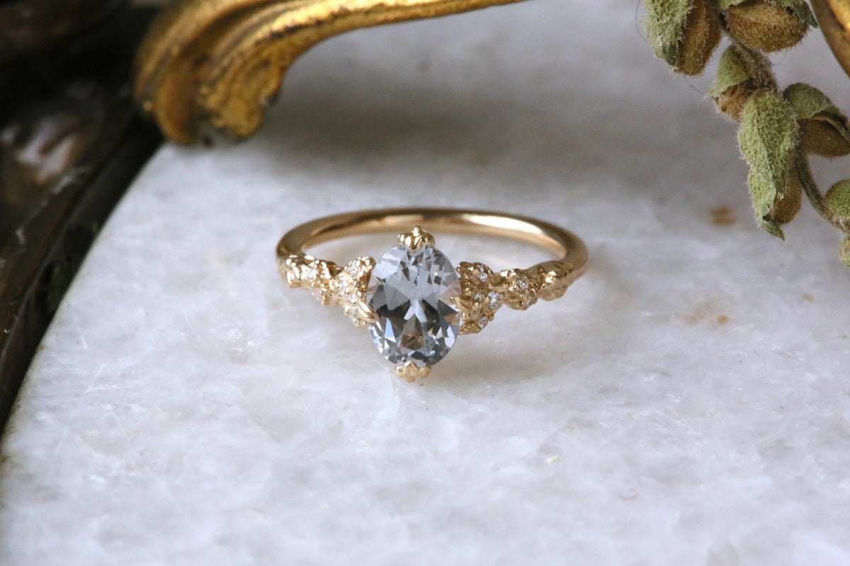 The Belladonna Ring in Natural Light Gray Spinel