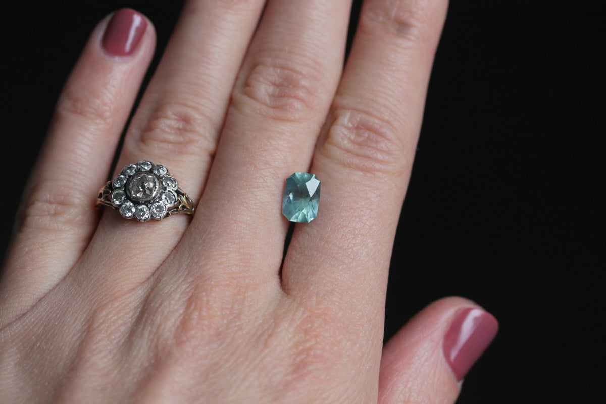 2.42 carats Teal Green Radiant Cut Montana Sapphire