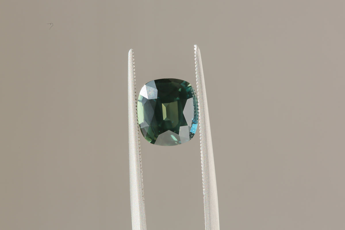 2.33 carat Cushion Cut Blue Green Sapphire
