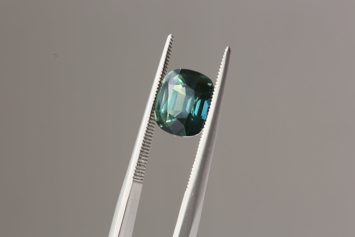 2.33 carat Cushion Cut Blue Green Sapphire
