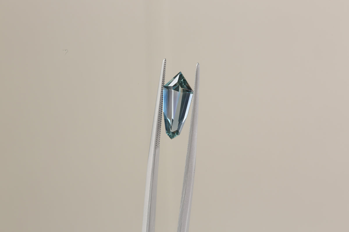 2 carats Medium Blue Elongated Shield Cut Sapphire