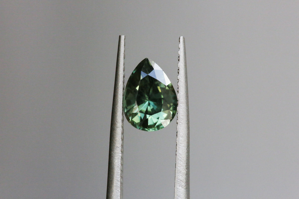1.64 carat Forest Green Pear Sapphire