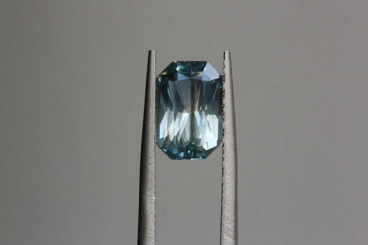 ON HOLD RESERVED 2.54 carats Radiant Cut Seafoam Teal Sapphire