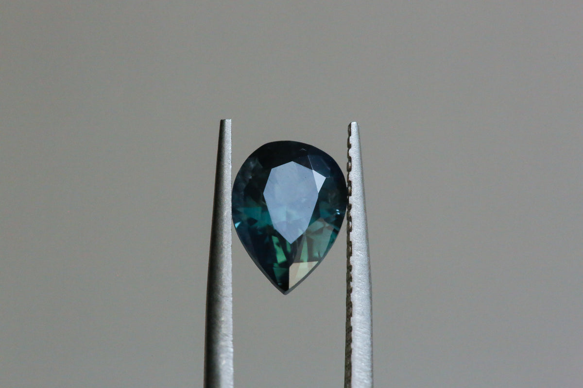 2.20 carat Teal Opalescent Pear Sapphire