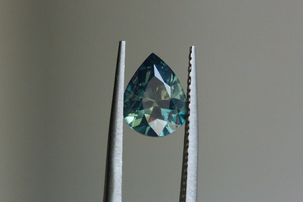 2.49 carat Teal Opalescent Pear Sapphire
