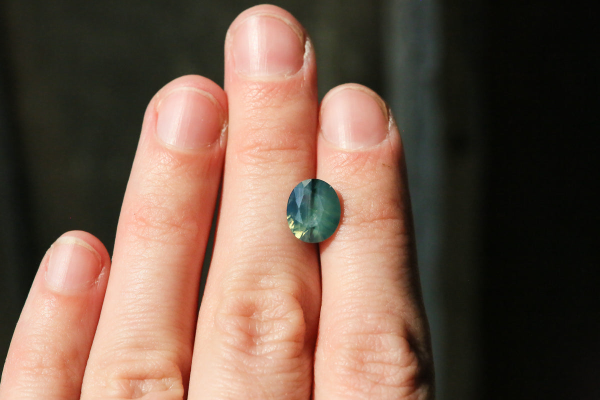 3.18 Opalescent Green Oval Sapphire