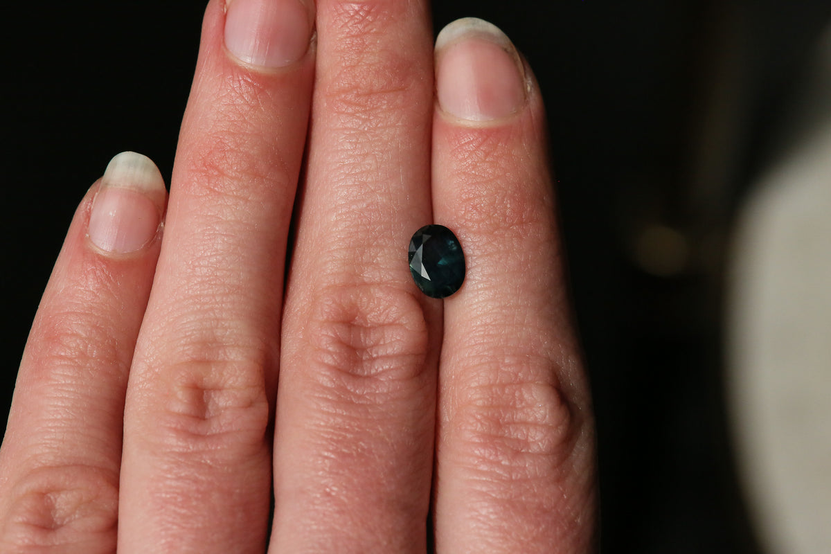 1.73 carat Teal Blue Oval cut Sapphire