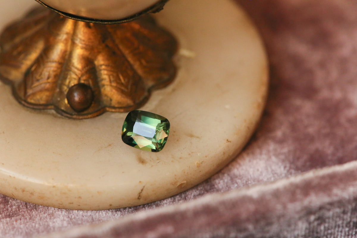2.30 carat Blue Green Cushion Sapphire
