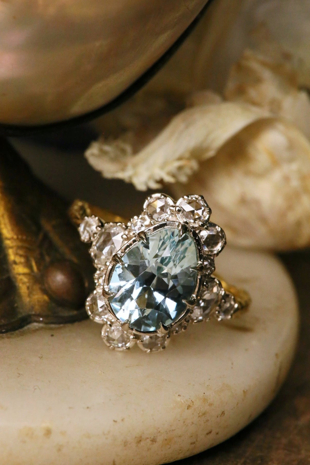 The Scrying Mirror Ring in Aquamarine