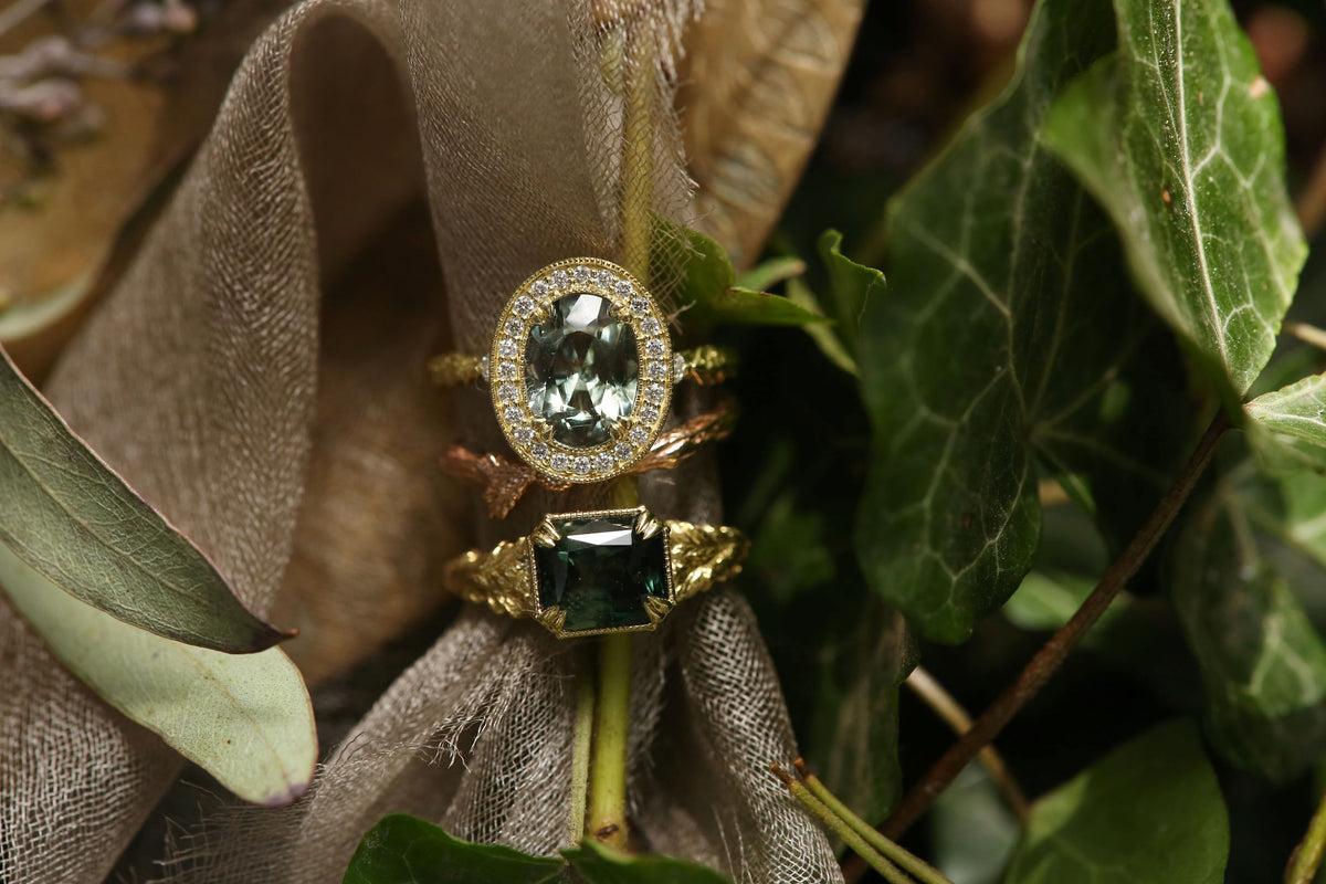 The Camelot Ring in Green Sapphire