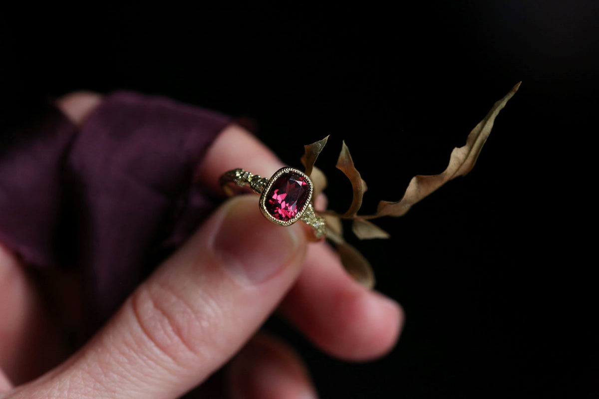 The Cocooned Fable Luxe Ring in Rhodolite Garnet