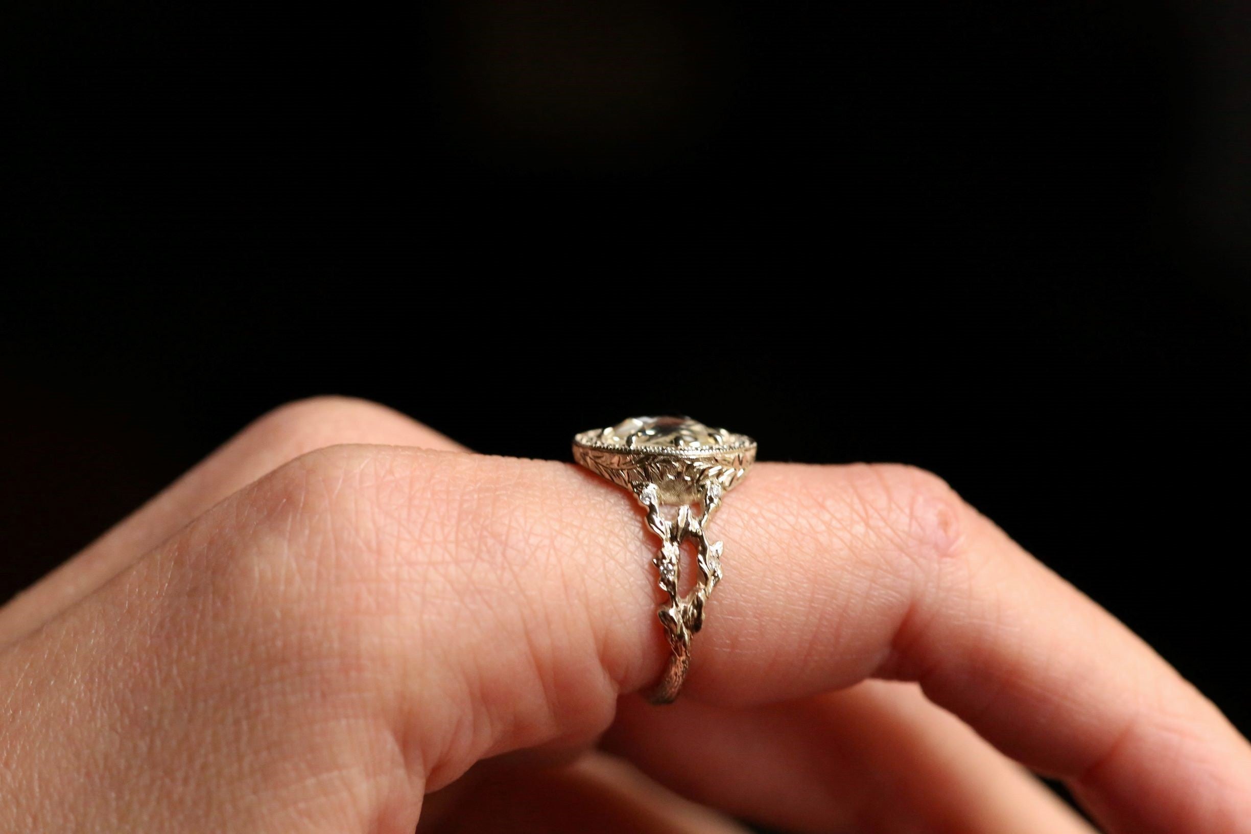 ON A PHOTOSHOOT The Galatea Ring in Natural Antique Diamond