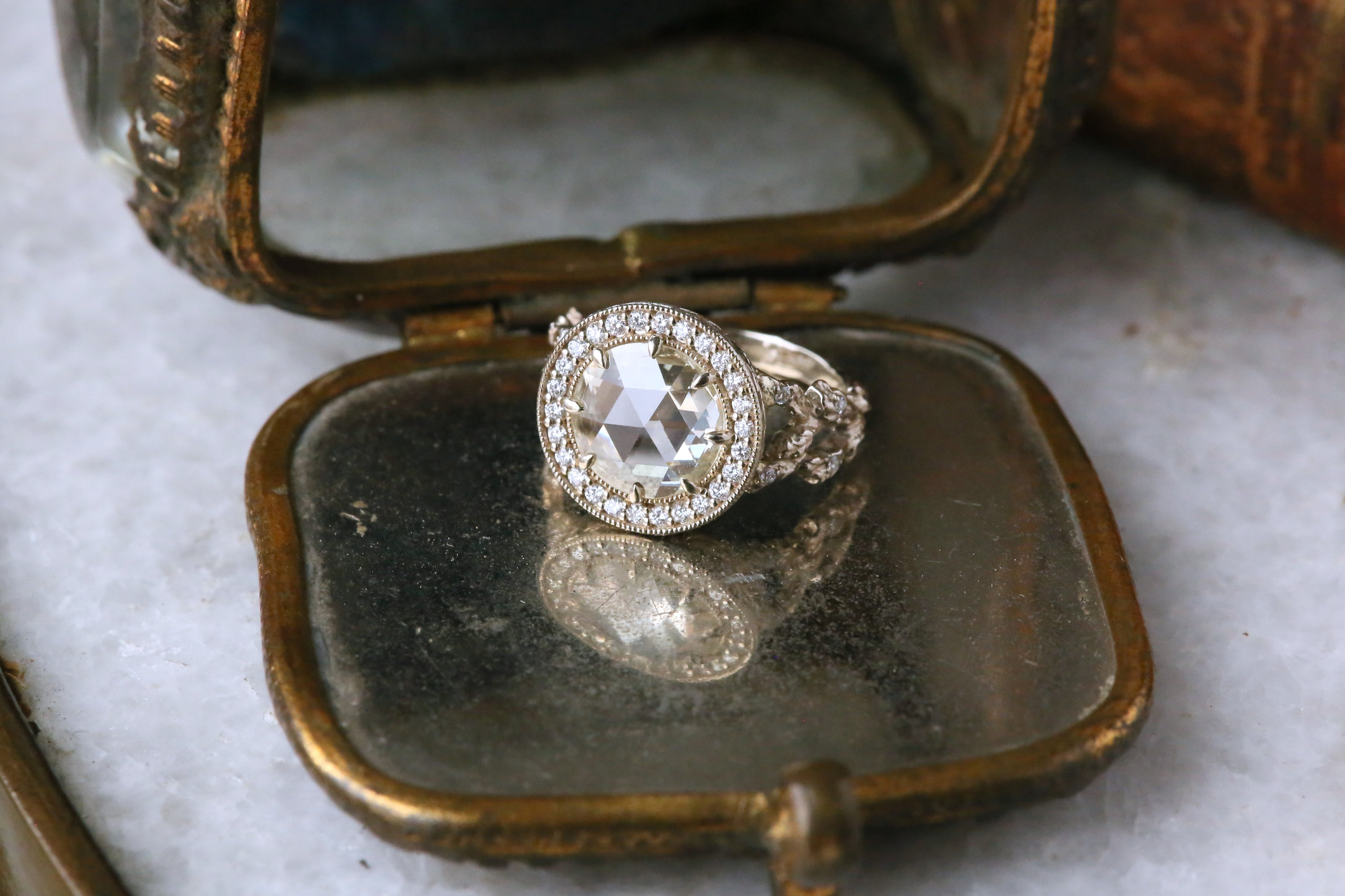 ON A PHOTOSHOOT The Galatea Ring in Natural Antique Diamond