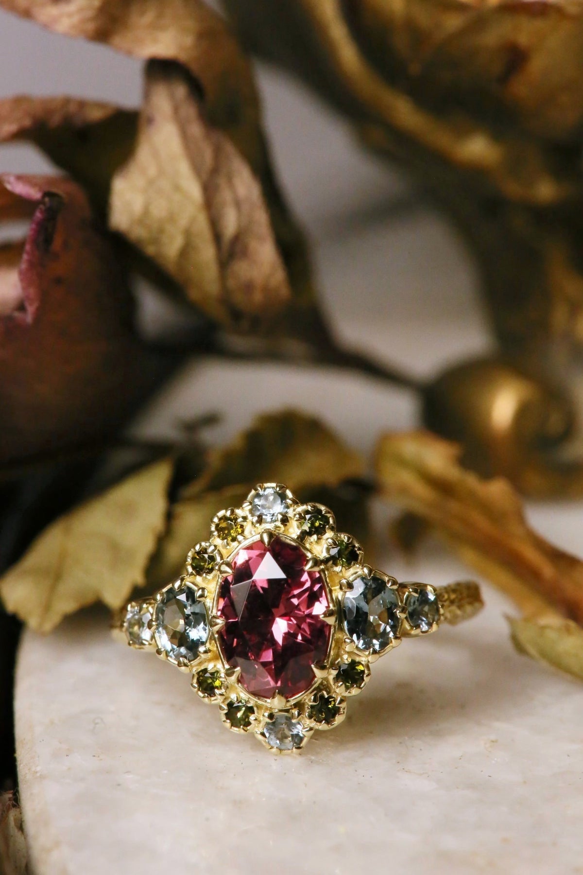 The Scrying Mirror Ring in Garnet