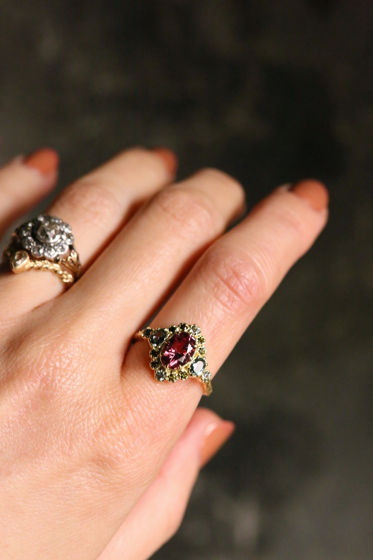 The Scrying Mirror Ring in Garnet