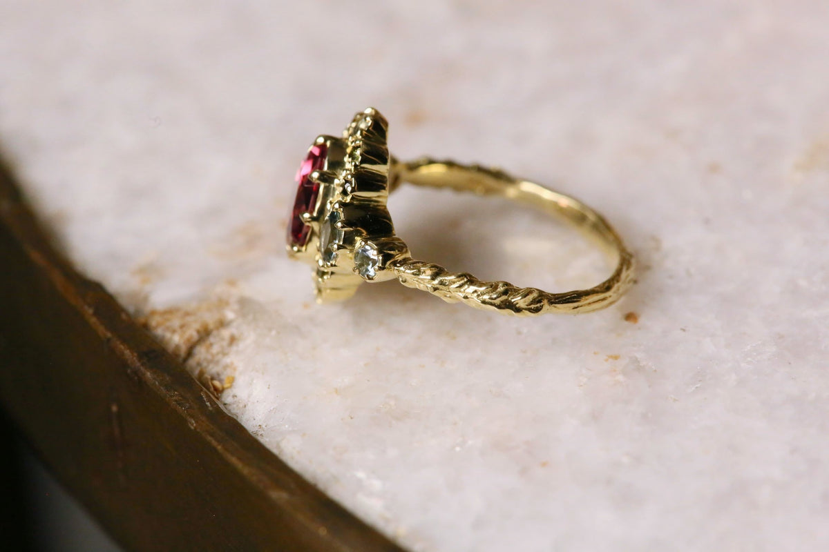 The Scrying Mirror Ring in Garnet