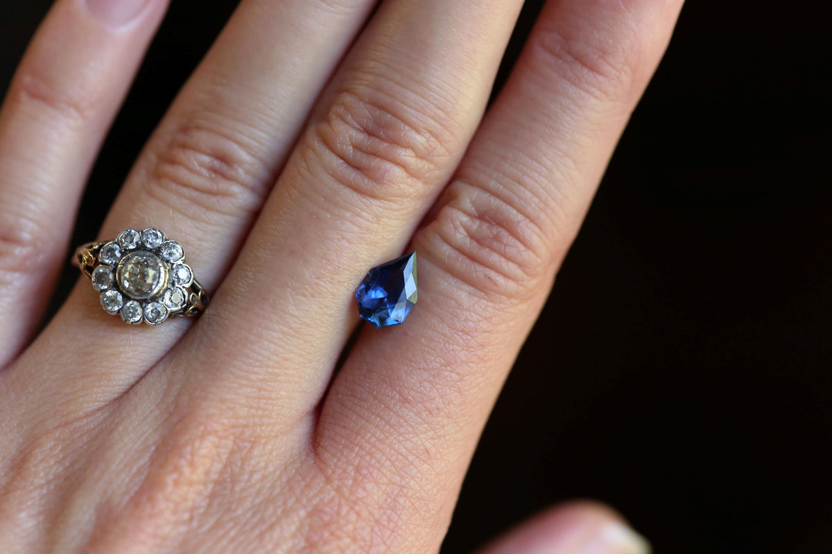 1.70 carats Geometric Deep Blue Sapphire
