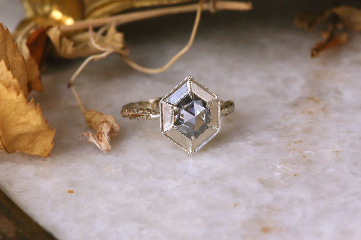 The Helm Ring in Gray Moissanite