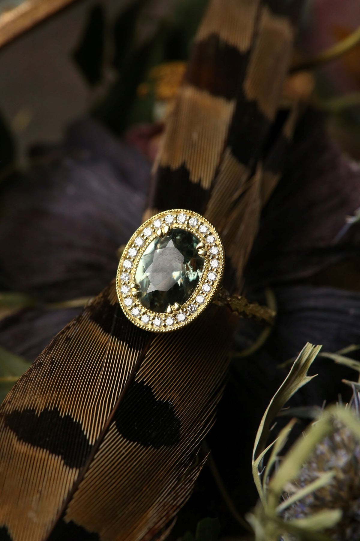 The Camelot Ring in Green Sapphire